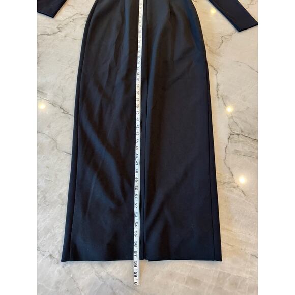 Eliza J Dress Sz 6 Black Satin Trim Wrap Evening Gown Long Sleeve Formal NWOT - Picture 16 of 16